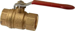 Value Collection - 1" Pipe, Full Port, Brass UL Listed Ball Valve - 1 Piece, Inline - One Way Flow, FNPT x FNPT Ends, Lever Handle, 600 WOG, 150 WSP - Exact Industrial Supply