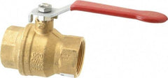 Value Collection - 1-1/2" Pipe, Full Port, Brass UL Listed Ball Valve - 1 Piece, Inline - One Way Flow, FNPT x FNPT Ends, Lever Handle, 600 WOG, 150 WSP - Exact Industrial Supply