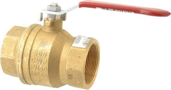 Value Collection - 2" Pipe, Full Port, Brass UL Listed Ball Valve - 1 Piece, Inline - One Way Flow, FNPT x FNPT Ends, Lever Handle, 600 WOG, 150 WSP - Exact Industrial Supply