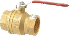 Value Collection - 2" Pipe, Full Port, Brass UL Listed Ball Valve - 1 Piece, Inline - One Way Flow, FNPT x FNPT Ends, Lever Handle, 600 WOG, 150 WSP - Exact Industrial Supply