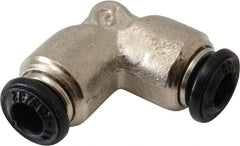 Alpha Technologies - 4mm Outside Diam, Nickel Plated Brass Push-to-Connect Tube Union Elbow - 250 Max psi, Tube to Tube Connection, Buna O-Ring - Exact Industrial Supply