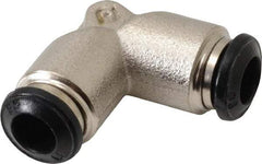 Alpha Technologies - 6mm Outside Diam, Nickel Plated Brass Push-to-Connect Tube Union Elbow - 250 Max psi, Tube to Tube Connection, Buna O-Ring - Exact Industrial Supply