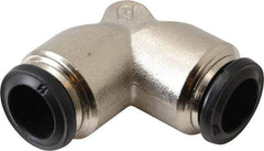 Alpha Technologies - 12mm Outside Diam, Nickel Plated Brass Push-to-Connect Tube Union Elbow - 250 Max psi, Tube to Tube Connection, Buna O-Ring - Exact Industrial Supply