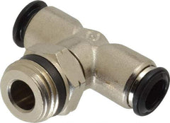 Alpha Technologies - 10mm Outside Diam, 1/2 Universal, Nickel Plated Brass Push-to-Connect Tube Male Swivel Branch Tee - 250 Max psi, Tube to Universal Thread Connection, Buna O-Ring - Exact Industrial Supply