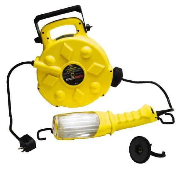 Bayco - 120 Volt, 26 Watt, Electric, Fluorescent Portable Handheld Work Light - 50' Cord, 1 Head, 1,800 Lumens, Polypropylene, 384mm Long x 351mm Wide x 135mm High - Exact Industrial Supply