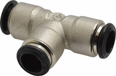 Alpha Technologies - 10mm Outside Diam, Nickel Plated Brass Push-to-Connect Tube Union Tee - 250 Max psi, Tube to Tube Connection, Buna O-Ring - Exact Industrial Supply