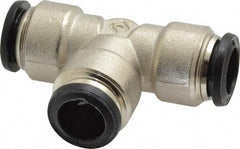 Alpha Technologies - 12mm Outside Diam, Nickel Plated Brass Push-to-Connect Tube Union Tee - 250 Max psi, Tube to Tube Connection, Buna O-Ring - Exact Industrial Supply