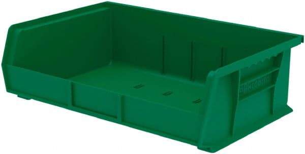 Akro-Mils - 60 Lb. Load Capacity, 10-7/8" Deep, Green Polymer Hopper Stacking Bin - 5" High x 16-1/2" Wide x 10-7/8" Long - Exact Industrial Supply