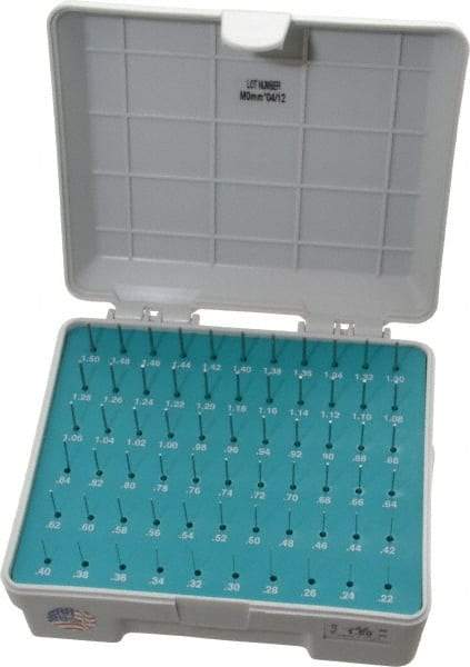 Meyer Gage - 65 Piece, 0.22-1.5 mm Diameter Plug and Pin Gage Set - Plus 0.0001 Inch Tolerance, Class Z - Exact Industrial Supply