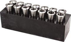 Interstate - 14 Piece, 1/16" to 7/8" Capacity, R8 Collet Set - 0.0007" TIR - Exact Industrial Supply