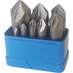 Interstate - 8 Piece, 1/4 to 1" Head Diam, 90° Included Angle, Single End Countersink Set - Exact Industrial Supply