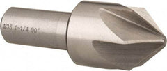 Interstate - 1-1/4" Head Diam, 3/4" Shank Diam, 6 Flute 90° Cobalt Countersink - Bright Finish, 3-3/8" OAL, Single End, Straight Shank, Right Hand Cut - Exact Industrial Supply