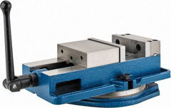 Interstate - 6" Jaw Width, 7-1/2" Jaw Opening Capacity, Horizontal Swivel Machine Vise - Manual Operation, 6,600 Lb Capacity, 1 Station, 16-3/4" Long x 4-3/8" High x 1-1/2" Deep, 1-1/2" Jaw Height - Exact Industrial Supply