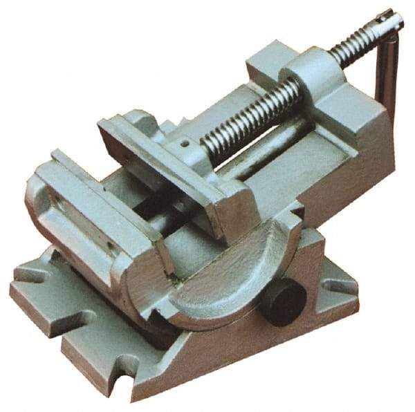 Interstate - 4-1/4" Jaw Opening Capacity x 1-1/2" Throat Depth, Horizontal Drill Press Vise - 4-1/2" Wide x 1-1/2" High Jaw, Stationary Base, Standard Speed, 7-1/2" OAL x 4.33" Overall Height - Exact Industrial Supply