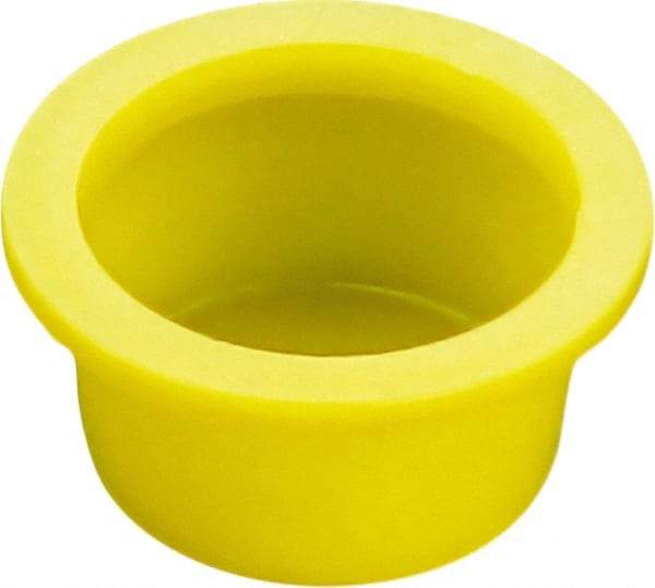 Caplugs - 4.57" ID, Round Head, Tapered Cap/Plug with Flange - 5.17" OD, 1" Long, Low-Density Polyethylene, Yellow - Exact Industrial Supply