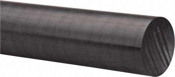 Made in USA - 4' Long, 3" Diam, Acetal Plastic Rod - Black - Exact Industrial Supply