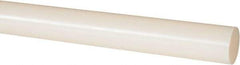 Made in USA - 4' Long, 1" Diam, PVDF Plastic Rod - White - Exact Industrial Supply