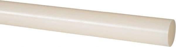 Made in USA - 8' Long, 1" Diam, PVDF Plastic Rod - White - Exact Industrial Supply