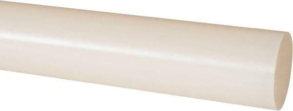 Made in USA - 4' Long, 1-1/2" Diam, PVDF Plastic Rod - White - Exact Industrial Supply