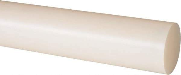 Made in USA - 4' Long, 1-5/8" Diam, Nylon 6/6 Plastic Rod - Natural (Color) - Exact Industrial Supply
