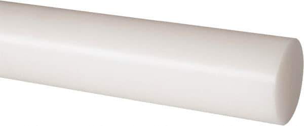 Made in USA - 8' Long, 1-3/4" Diam, Nylon 6/6 Plastic Rod - Natural (Color) - Exact Industrial Supply