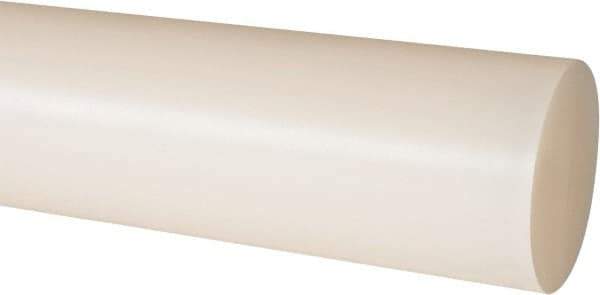 Made in USA - 8' Long, 1-7/8" Diam, Nylon 6/6 Plastic Rod - Natural (Color) - Exact Industrial Supply