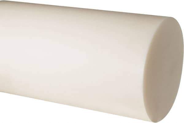 Made in USA - 2' Long, 6" Diam, Nylon 6/6 Plastic Rod - Natural (Color) - Exact Industrial Supply