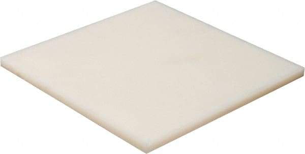 Made in USA - 2-1/2" Thick x 1' Wide x 1' Long, Nylon 6/6 Sheet - Natural, Rockwell R-115 Hardness, ±0.002 Tolerance - Exact Industrial Supply