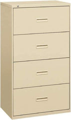 Basyx - 36" Wide x 53-1/4" High x 19-1/4" Deep, 4 Drawer Lateral File - Steel, Putty - Exact Industrial Supply