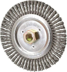 Weiler - 6" OD, 5/8" Arbor Hole, Stringer Bead Steel Wheel Brush - 1/2" Face Width, 1-1/4" Trim Length, 0.023" Filament Diam, 12,500 RPM - Exact Industrial Supply