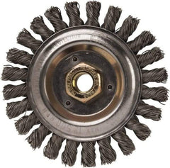 Weiler - 5" OD, 5/8" Arbor Hole, Stringer Bead Steel Wheel Brush - 1/2" Face Width, 7/8" Trim Length, 0.023" Filament Diam, 12,500 RPM - Exact Industrial Supply