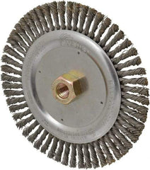 Weiler - 7" OD, 5/8" Arbor Hole, Stringer Bead Steel Wheel Brush - 3/16" Face Width, 1-1/8" Trim Length, 0.02" Filament Diam, 9,000 RPM - Exact Industrial Supply