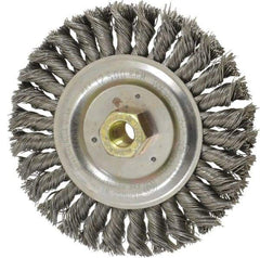 Weiler - 6" OD, 5/8" Arbor Hole, Stringer Bead Steel Wheel Brush - 1/2" Face Width, 1-1/8" Trim Length, 0.02" Filament Diam, 12,500 RPM - Exact Industrial Supply
