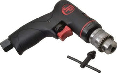 PRO-SOURCE - 1/4" Reversible Keyed Chuck - Pistol Grip Handle, 2,600 RPM, 4 CFM, 0.3 hp, 90 psi - Exact Industrial Supply