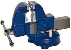 Gibraltar - 3-1/2" Jaw Width x 4" Jaw Opening Capacity, 4-1/2" Throat Depth, Bench & Pipe Combination Vise - 1/8 to 2-1/2" Pipe Capacity, Swivel Base, Bolt Down Attachment, Ductile Iron - Exact Industrial Supply