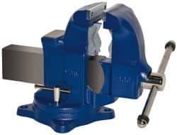 Gibraltar - 5" Jaw Width x 7-1/2" Jaw Opening Capacity, 6" Throat Depth, Bench & Pipe Combination Vise - 1/8 to 4-1/2" Pipe Capacity, Swivel Base, Bolt Down Attachment, Ductile Iron - Exact Industrial Supply
