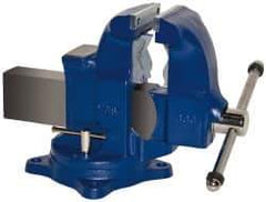 Gibraltar - 5" Jaw Width x 7-1/2" Jaw Opening Capacity, 6" Throat Depth, Bench & Pipe Combination Vise - 1/8 to 4-1/2" Pipe Capacity, Swivel Base, Bolt Down Attachment, Ductile Iron - Exact Industrial Supply