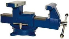 Gibraltar - 6-1/2" Jaw Width x 7" Jaw Opening Capacity, 4" Throat Depth, Bench & Pipe Combination Vise - 1/8 to 3-1/2" Pipe Capacity, Swivel Base, Bolt Down Attachment, Ductile Iron - Exact Industrial Supply