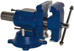 Gibraltar - 5" Jaw Width x 5" Jaw Opening Capacity, 4" Throat Depth, Bench & Pipe Combination Vise - 1/8 to 3-1/2" Pipe Capacity, Swivel Base, Bolt Down Attachment, Ductile Iron - Exact Industrial Supply