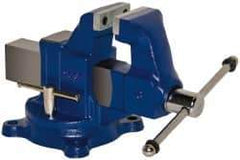 Gibraltar - 3" Jaw Width, 4" Opening Capacity, 3" Throat Depth, Ductile Iron Swivel Bench Vise - Bolt Down Base Attachment - Exact Industrial Supply