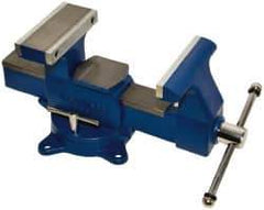 Gibraltar - 8" Jaw Width x 8-1/2" Jaw Opening Capacity, 4-3/4" Throat Depth, Bench & Pipe Combination Vise - 1/8 to 4-1/2" Pipe Capacity, Swivel Base, Bolt Down Attachment, Ductile Iron - Exact Industrial Supply