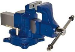 Gibraltar - 4" Jaw Width, 6-1/2" Opening Capacity, 4" Throat Depth, Ductile Iron Swivel Bench Vise - Bolt Down Base Attachment - Exact Industrial Supply