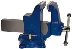 Gibraltar - 6" Jaw Width, 10" Opening Capacity, 6-1/4" Throat Depth, Ductile Iron Swivel Bench Vise - Bolt Down Base Attachment - Exact Industrial Supply