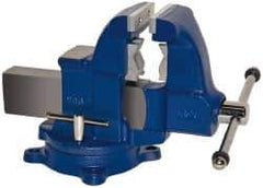 Gibraltar - 4-1/2" Jaw Width x 6" Jaw Opening Capacity, 5-1/2" Throat Depth, Bench & Pipe Combination Vise - 1/8 to 3-1/2" Pipe Capacity, Swivel Base, Bolt Down Attachment, Ductile Iron - Exact Industrial Supply