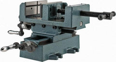 Wilton - 4" Jaw Opening Capacity x 1-3/8" Throat Depth, Horizontal Drill Press Vise - 4" Wide x 1-3/8" High Jaw, Cross Slide Base, Standard Speed, 7" OAL x 5-3/4" Overall Height, Cast Iron - Exact Industrial Supply