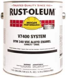 Rust-Oleum - 1 Gal Black Flat Finish Alkyd Enamel Paint - 230 to 425 Sq Ft per Gal, Interior/Exterior, Direct to Metal, <340 gL VOC Compliance - Exact Industrial Supply