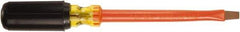 Ampco - 5/16" Blade Width, 10-1/4" OAL Standard Slotted Screwdriver - 6" Blade Length, Round Shank, Acetate with Rubber Grip Handle - Exact Industrial Supply