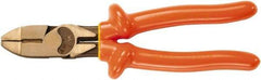 Ampco - 8-3/4" OAL, Insulated Side Cutting Linesman's Pliers - Smooth Jaw, 1000 Volt Insulated Handles - Exact Industrial Supply