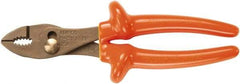 Ampco - 8-3/16" OAL, Insulated Adjustable Combination Pliers - Grooved Jaw, 1000 Volt Insulated Handles - Exact Industrial Supply