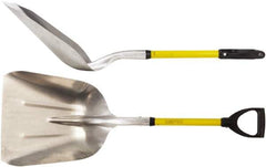 Ampco - 11" High x 14" Wide Square Aluminum Shovel - 40" Long Fiberglass D-Grip Handle, No Step - Exact Industrial Supply